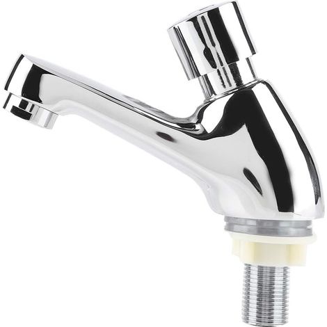 Mitigeur pour vasque, laiton, chromé, temporisé, pour lavabo (1/5)