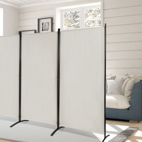 Paravent à 3 Panneaux Cloison de Séparation Pliable 260x183cm avec Charnières en Acier Beige CW6077 Maison Chic (1/2)