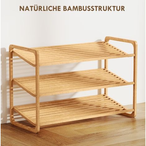 Scarpiera in bambù a 3 livelli per ingresso, portata 30 kg (1/5)