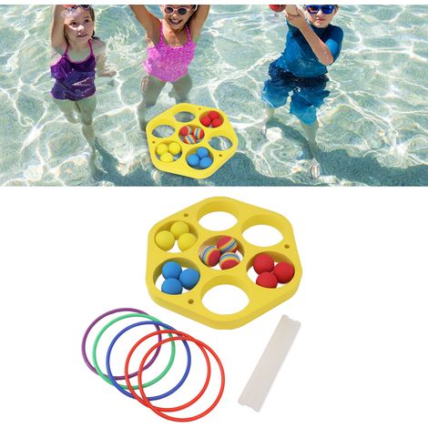 Sechseckiges EVA-Pool-Ringwurfspiel mit 12 Bällen und 12 Ringen für Familien-Wasserspiele (1/5)