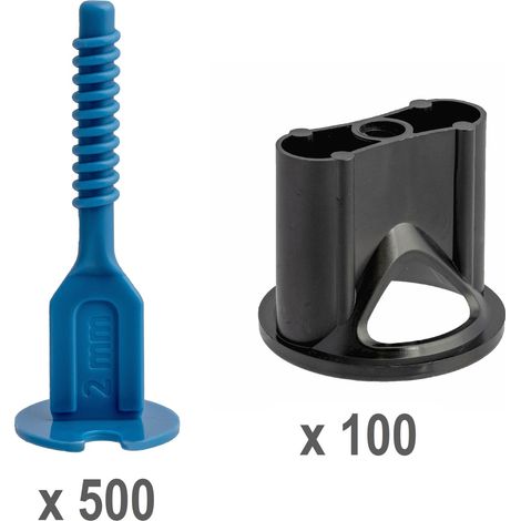 Kit croisillons autonivelants 2 mm Pro-Leveling 100 têtes et 500 bases droites
