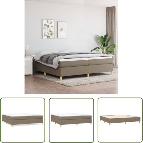 The Living Store Cadre de lit sans matelas taupe 200x200 cm tissu - Cadre De Lit - Lit Double - Lit Taupe - Literie - Meuble Chambre (1/5)