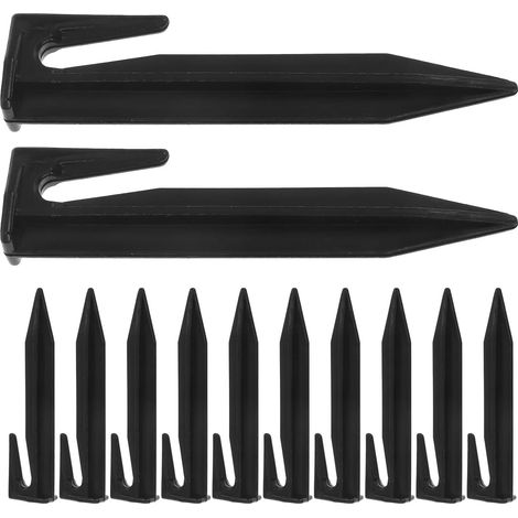 CCYKXA 100 Pcs Black Plastic Ground Stakes for Tents and Awnings, Sturdy and Weatherproof Spikes, Fixing for Camping, Garden and Outdoor Activities