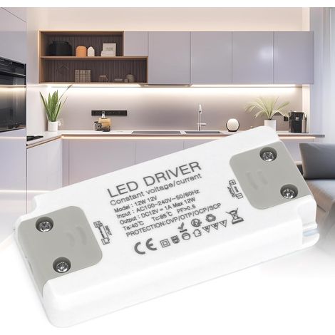 Transformateur 220V 12V LED Transfo 12W LED Driver 1A Alimentation à Découpag Convertisseur de Tension 220V AC à 12V 1A DC Ultra Mince Adaptateur Constante Basse Conducteur (1/5)