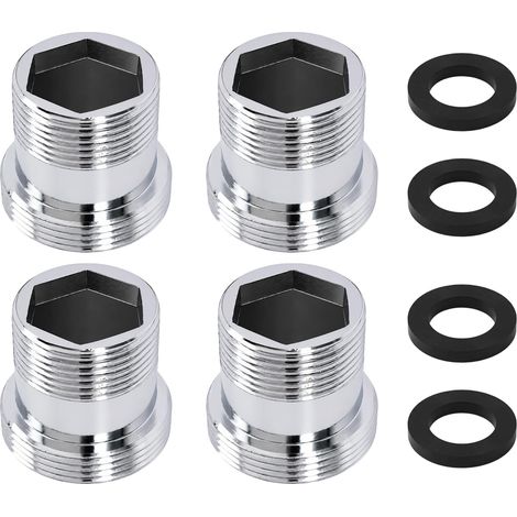 4PCS Adaptateur Robinet Mitigeur M18 SUR M22, Adaptateur Fileté M18 Vers M22 pour Robinet Cuisine, Lot d'Adaptateurs Filetés pour Aérateur de Robinet, Avec Joint en Caoutchouc. (1/5)
