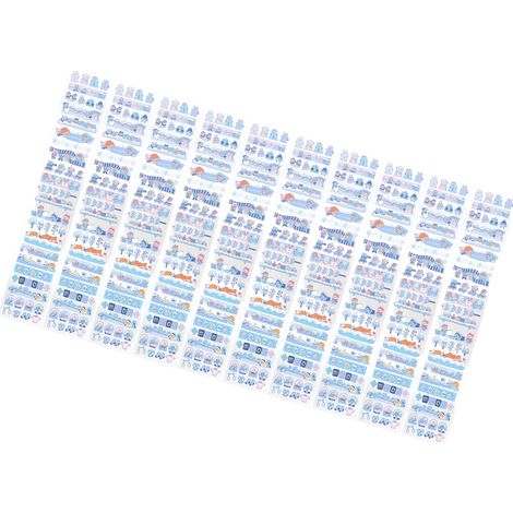 10 feuilles de ruban adhésif PET long, autocollants de partage, petits autocollants décoratifs mignons de dessin animé pour calendrier, type 8