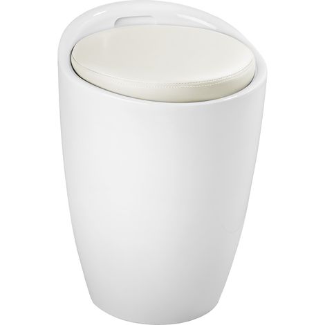 Tectake – Tabouret coffre de rangement Ø 36 cm x H 51 cm – Plastique ABS robuste – Assise en mousse synthétique amovible – Capacité 150 kg