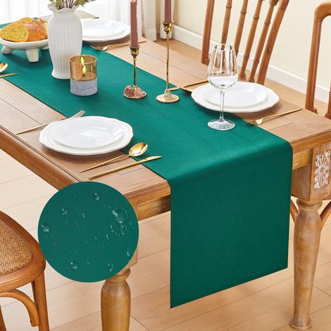 Chemin de table moderne vert foncé imperméable (1/5)