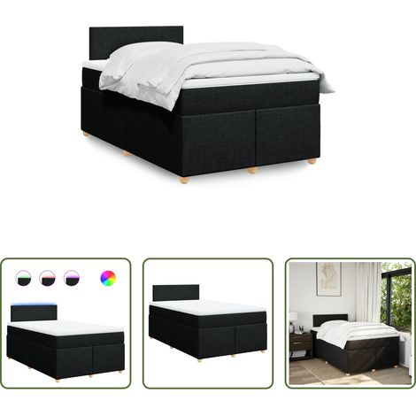Matelas à ressorts ensachés - Sommier à lattes de lit avec matelas noir 120x190 cm tissu (1/5)