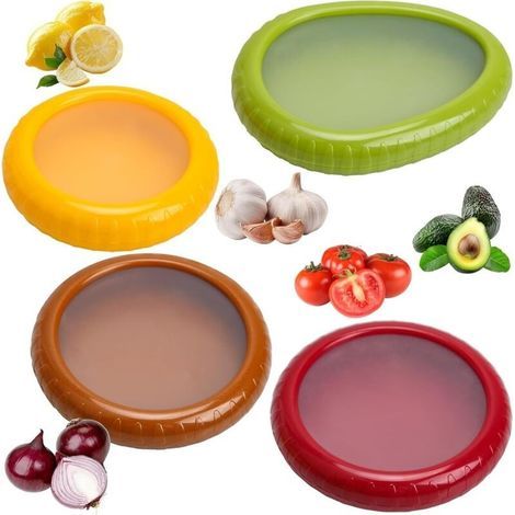 Juego de 4 recipientes para frutas y verduras, reutilizables y herméticos, para la conservación a largo plazo de verduras, limones, tomates y aguacates. (1/5)