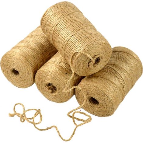 4Pcs 100m 2mm 3Brins Corde Chanvre pour Bricolage Emballage Cadeau Jardinage Décoration Maison Fête (1/5)