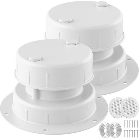 Couvercle de remplacement en aluminium pour conduit d'aération de VR - Protège les aérations de toit du VR - Blanc (paquet de 2) (1/4)