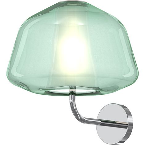 Applique Contemporanea Double Skin Alpha Metallo Verde Vetro Cromo 1 Luce E27