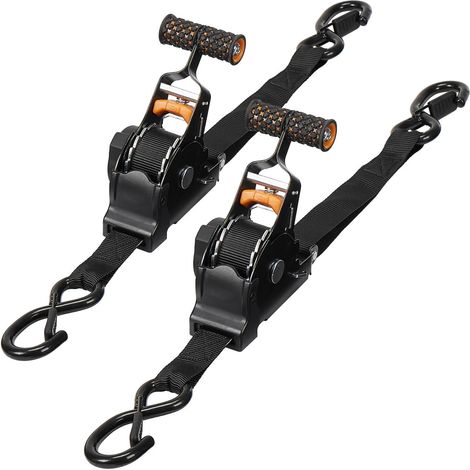 Sangles a Cliquet Automatique 3m 25mm Sangles d'Arrimage 680Kg Resistance de Rupture Sangle Demenagement Sangle Moto Elingue de Levage Enrouleur Sangles Automatique pour Moto Voiture Camion (1/5)