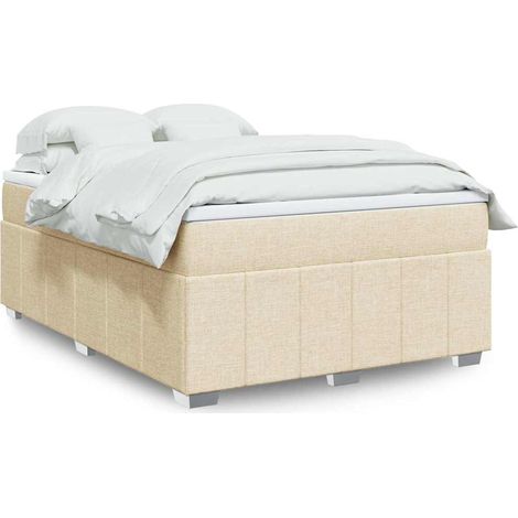 Boxspringbett mit Matratze Creme 140x190 cm Stoff (1/5)