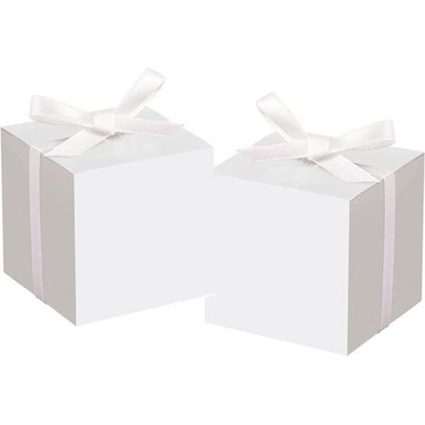 Boîte À Dragées - 5 cm - Blanc - Carton - Pour Mariage Anniversaire Noël - Lot De 50 Avec Rubans (1/5)