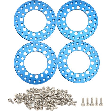 Stück 1,9 Zoll große, CNC-gefräste Außenringe aus Aluminiumlegierung für 1/10 RC-Modelle, erhöhen die Stabilität, blaue Farbe. (1/5)