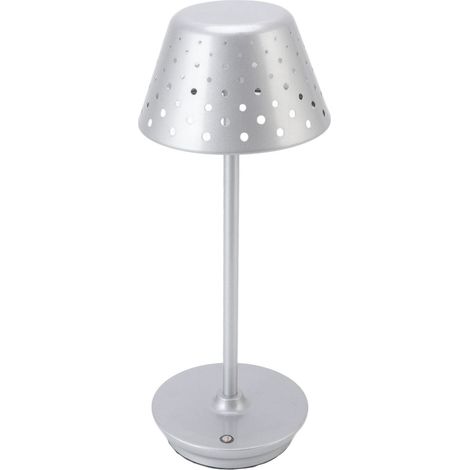 LED-Tischleuchte im Retro-Stil, schlichtes Design, kabellos, stufenlos dimmbar, Touch-Funktion, ideal für Schlafzimmer, Bars und Restaurants, Silber (1/5)