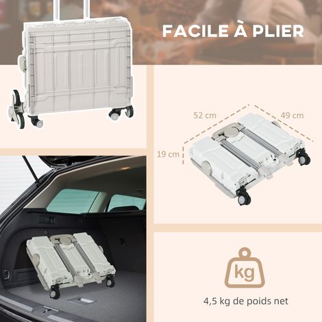 Chariot de courses pliable - Blanc - 80kg - Roues escalier, poignée télescopique réglable, design compact et robuste pour transport facile (1/5)