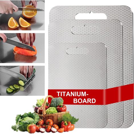 Set di 3 taglieri da cucina in titanio - Nuova versione 2025, antigraffio, bifacciali, senza BPA - Scelta igienica e durevole per la cucina moderna
