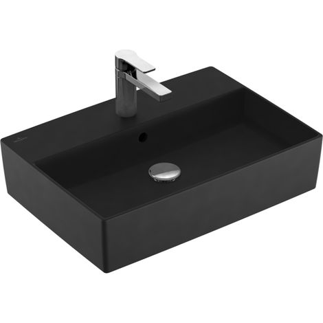 Villeroy & Boch Memento 2.0 Lavabo à poser, 500 x 420 mm, 1 trou pour robinet, avec trop-plein, poli, 4A0750, Coloris: Ebène, Céramique Plus - 4A0750S5 (1/4)