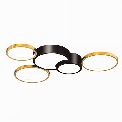 TRADE SHOP - Plafoniera Led 48w 5 Cerchi Oro Nero Lampada Da Soffitto Moderno Luce 6500k 71022 - (1/5)