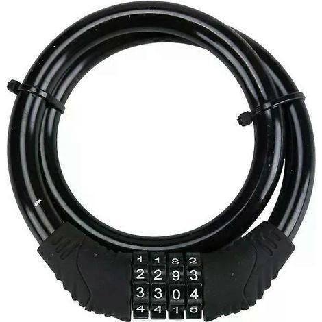 Antivol de vélo avec câble en acier. chaîne. code de sécurité à 4 chiffres. accessoires de vélo. (1/5)