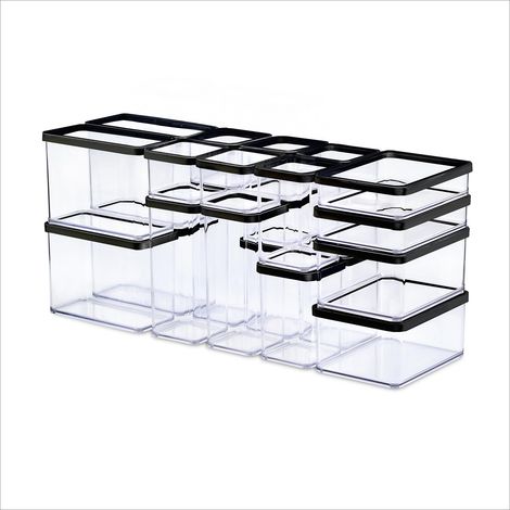 Boîte Hermétique Alimentaire Lot de 24 Boîtes Empilables Noir (1/5)