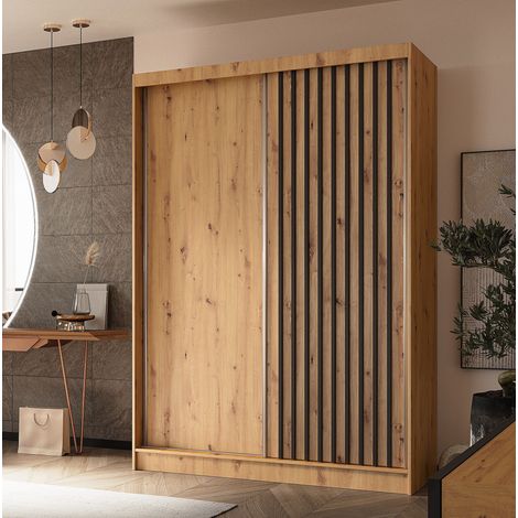 AX LIVING Cabinio Kleiderschrank 150 Breite Artisan Eiche mit Schwarz