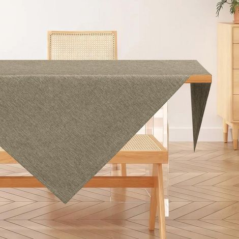 Nappe lavable aspect lin 100x100cm hydrofuge résistant aux rayures Mokka