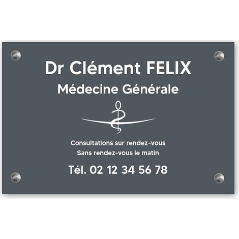 Plaque professionnelle personnalisée avec logo en PVC pour médecin - Format 30 cm x 20 cm (1/3)