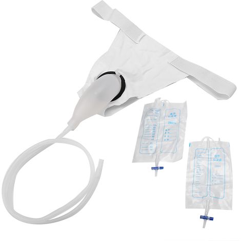 Urinoir réutilisable en silicone avec poche de recueil d'urine pour hommes âgés et patients alités (1/5)