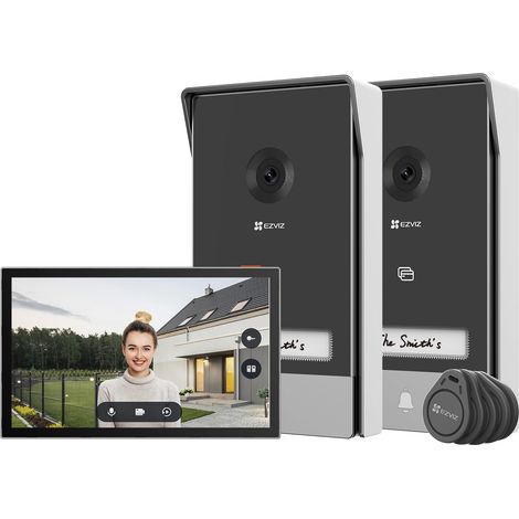 Ezviz – Visiophone 2 entrées avec écran intérieur – 2 platines de rue – Alimentation électrique par câblage – Vision nocturne
