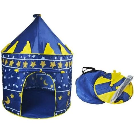 Tente pour enfants en forme de château, bleue, imperméable, cabane de jeu intérieure/extérieure pour enfants (1/3)