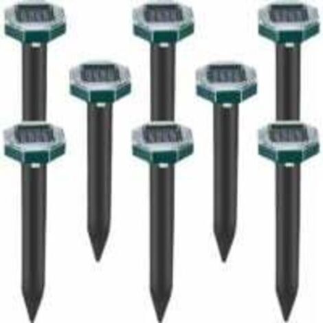 Set mit 8 solarbetriebenen Ultraschall-Abwehrspitzen gegen Maulwürfe, Schlangen und Wühlmäuse, für Rasenflächen, Gärten und Höfe, Sardinenabwehr