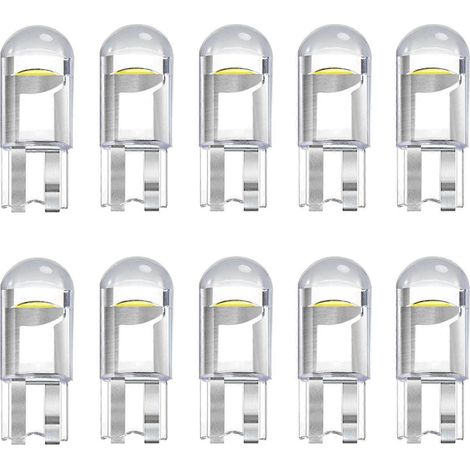 Ampoules LED W5W, ampoules de plaque d'immatriculation et feux de position pour voiture, ampoules 501 168 194 T10 0,5 W 12 V CC, culot à baïonnette, blanc froid 6000 K, lot de 10 (1/5)
