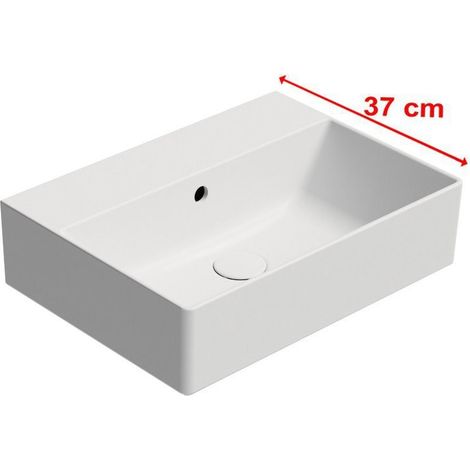 Lavabo en céramique KUBE X 50x37cm, sans trou pour robinetterie, blanc mat (1/4)