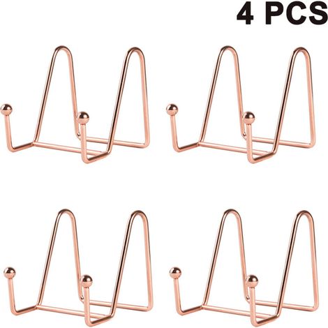 Set di 4 cavalletti in metallo per piatti e foto: supporti regolabili, design elegante, nero opaco, ideali per l'arredamento di casa.