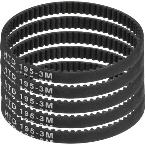 5pcs HTD-3M Rubber Timing Belt, 65 Teeth, 195mm Pitch Length x 6mm Width x 2.4mm Height, Closed Loop Pulley Belt (1/5)