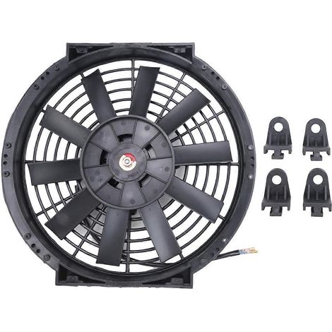 10 Zoll 12V 80W 2100U/min Universal-Kühlerbehälter-Set mit geraden Schaufeln