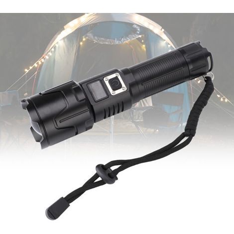 Lampe de poche super lumineuse 3 modes zoomable IPX4 étanche lampe de poche LED rechargeable avec écran LCD pour camping randonnée, (1/4)