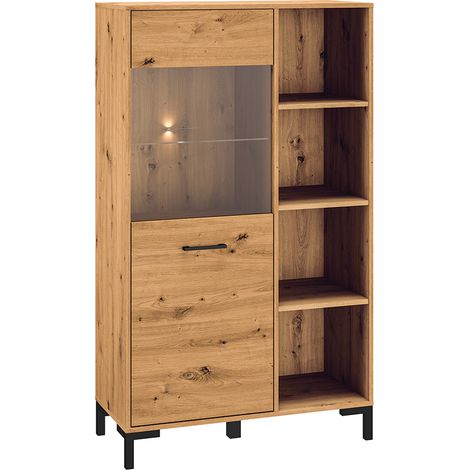 Highboard, Artisan Eiche Nb., NASSAU-131, B/H/T ca. 90/153/40 cm (1/5)