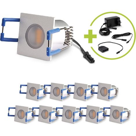 LED Mini Einbauspot 1.5W 12V 3000K IP20 - Form: eckig 30x30mm - Anzahl: 10x (1/5)
