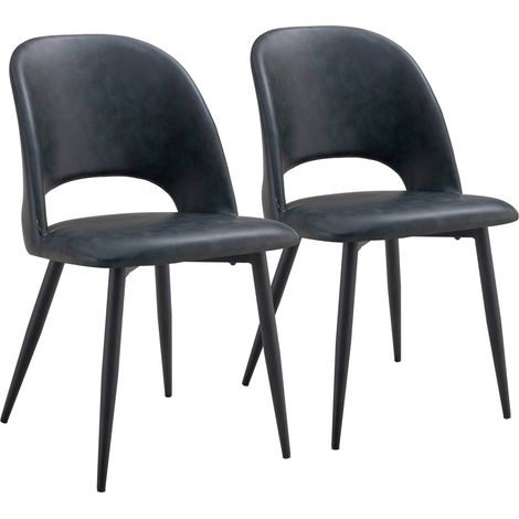 Lot de 2 chaises en acier et textile enduit noir (1/5)