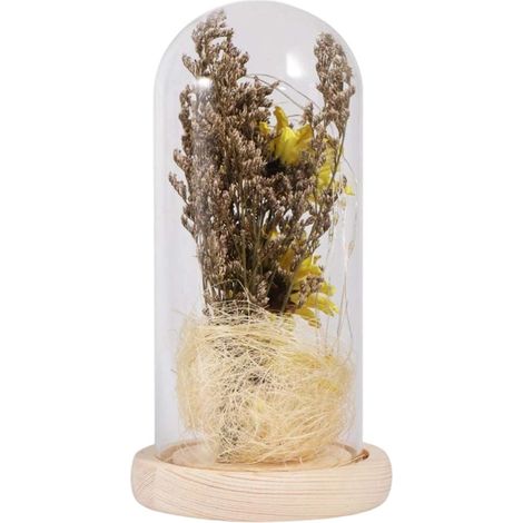 Tournesol artificiel avec guirlande lumineuse LED sous dôme de verre, lampe florale féérique pour la Saint-Valentin, la fête des mères, un anniversaire ou toute autre occasion spéciale. (1/5)