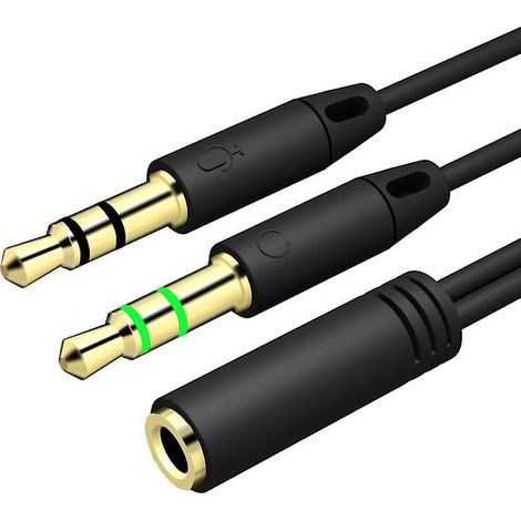 Adaptateur de câble pour casque audio, connecteur femelle 3,5 mm vers 2 connecteurs mâles 3,5 mm (1/5)