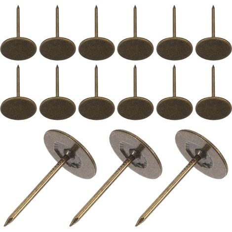 Clous de Tapissier à Tige Longue 30 Mm, Tête Plate Ronde Métallique, Grandes Punaises Décoratives pour Meubles et Canapés, Lot de 100 Pièces, Fixation Solide pour Cadres de Lit (1/5)