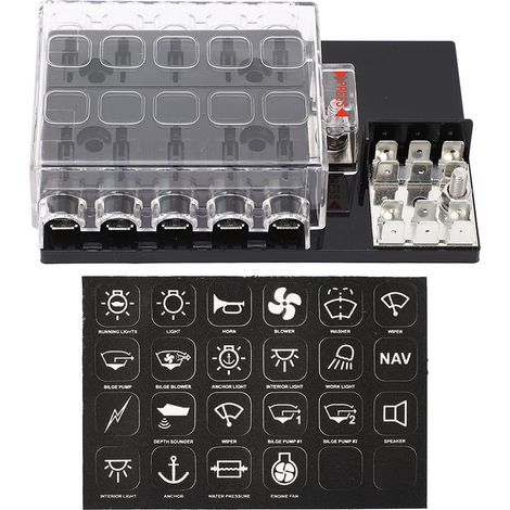 Boîtier à fusibles lames 10 voies étanche et ignifuge pour voiture, bateau, camion 12‑36VDC (1/5)