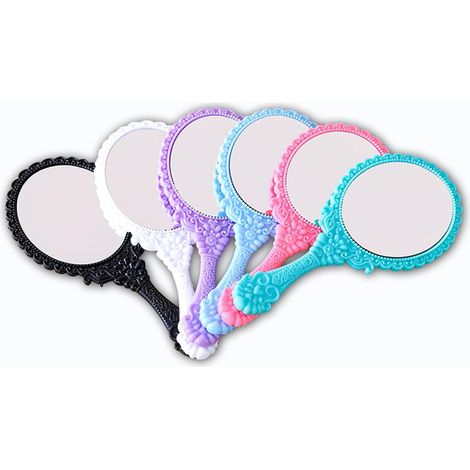 6 PCS Miroirs de Poche Colorés pour Maquillage et Voyage - Poignée Portable, Taille Compacte, Idéal pour Camping et Maison (1/5)