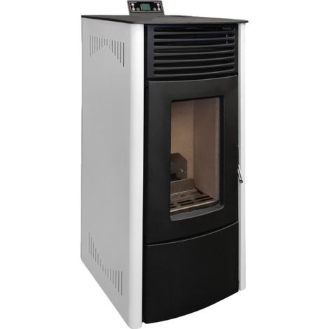 MF - Estufa de Pellets Modelo ATHENEA de 11,7 kW con Display Táctil, Depósito 28 kg y Acabado en Fundición Esmaltada para Calentar hasta 280 m³ - Blanco (1/5)